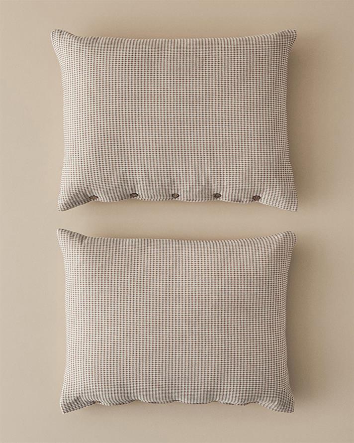 Waffle İpliği Boyalı 2li Yastık Kılıfı Terracotta