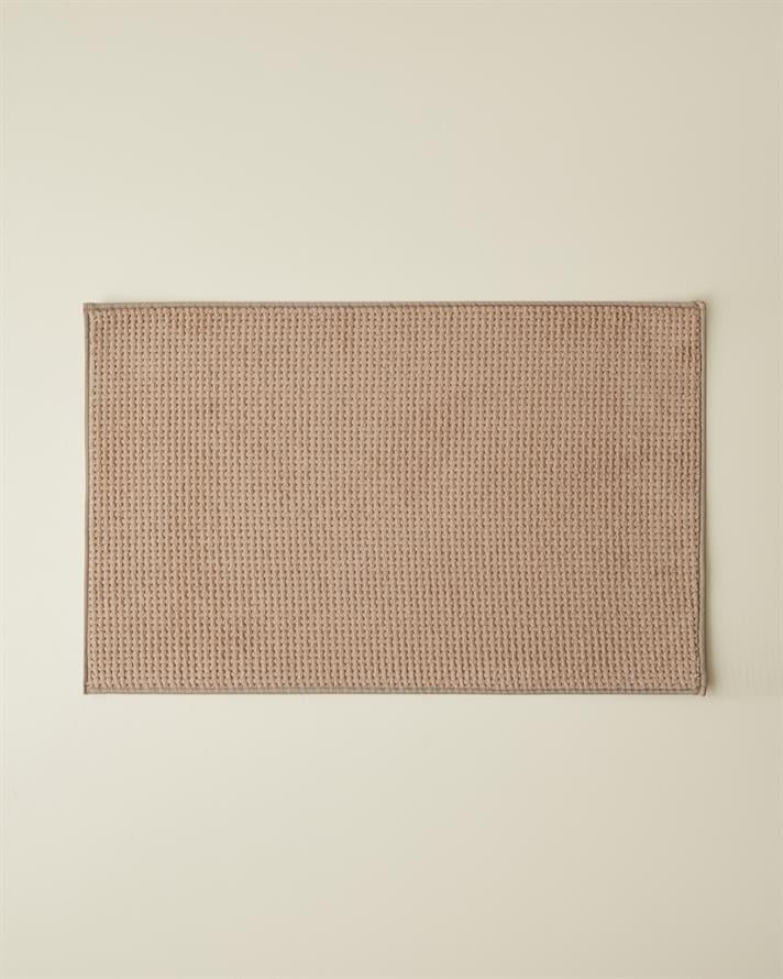 Waffle Weave Kaydırmaz Taban Banyo Paspası 50x80 cm Açık Kahverengi