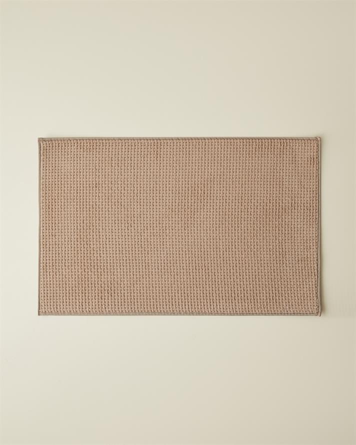 Waffle Weave Kaydırmaz Taban Banyo Paspası 50x80 cm Açık Kahverengi