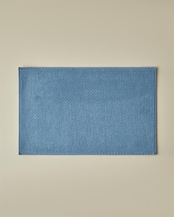 Waffle Weave Kaydırmaz Taban Banyo Paspası 50x80 cm Mavi