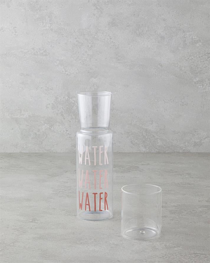 Watery Cam Başucu Sürahi 750 ml + 250 ml Pembe
