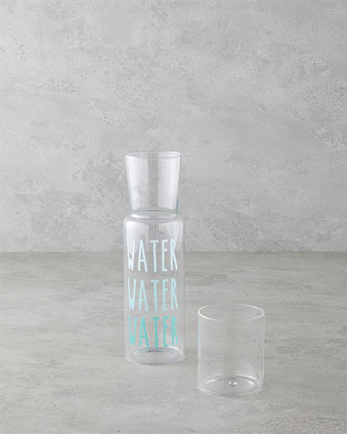 Watery Cam Başucu Sürahi 750 ml + 250 ml Mavi