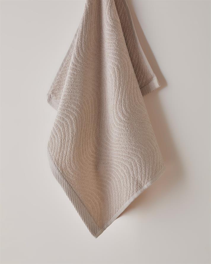 Wave Pamuk Yüz Havlusu 50x70 cm Açık Bej