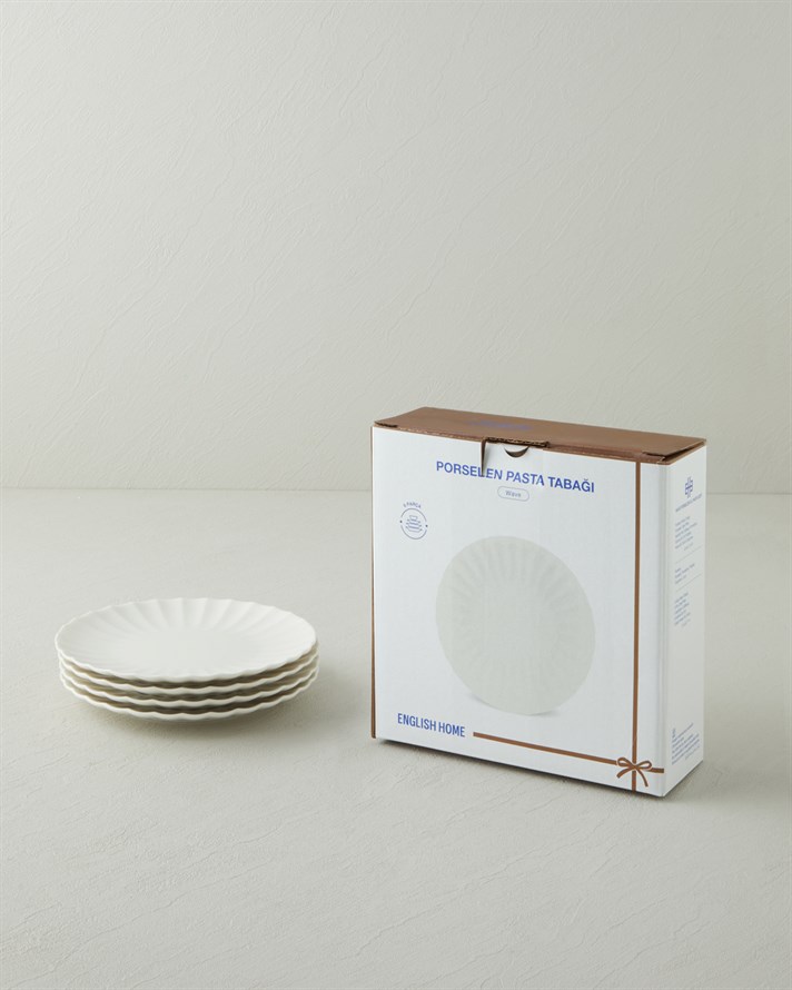 Wave Porselen 6lı Pasta Seti 20 cm Beyaz