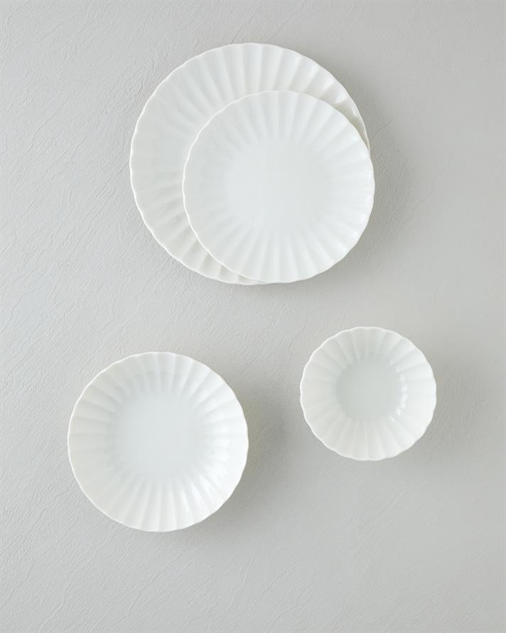 Wave Porselen Yemek Takımı 24 Parça 6 Kişilik Beyaz