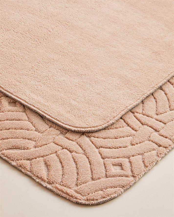 Wavelet Kaydırmaz Taban Banyo Paspası Seti Açık Bej