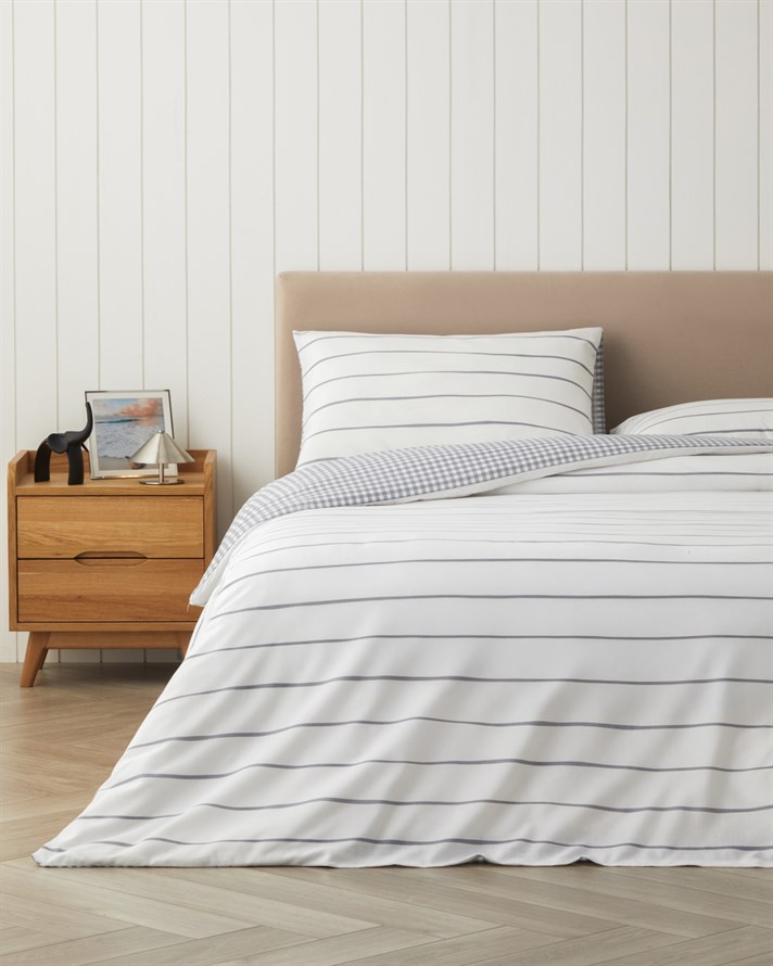 Wavy Kolay Ütülenir Çift Kişilik Nevresim Takımı 200x220 cm Koyu Gri