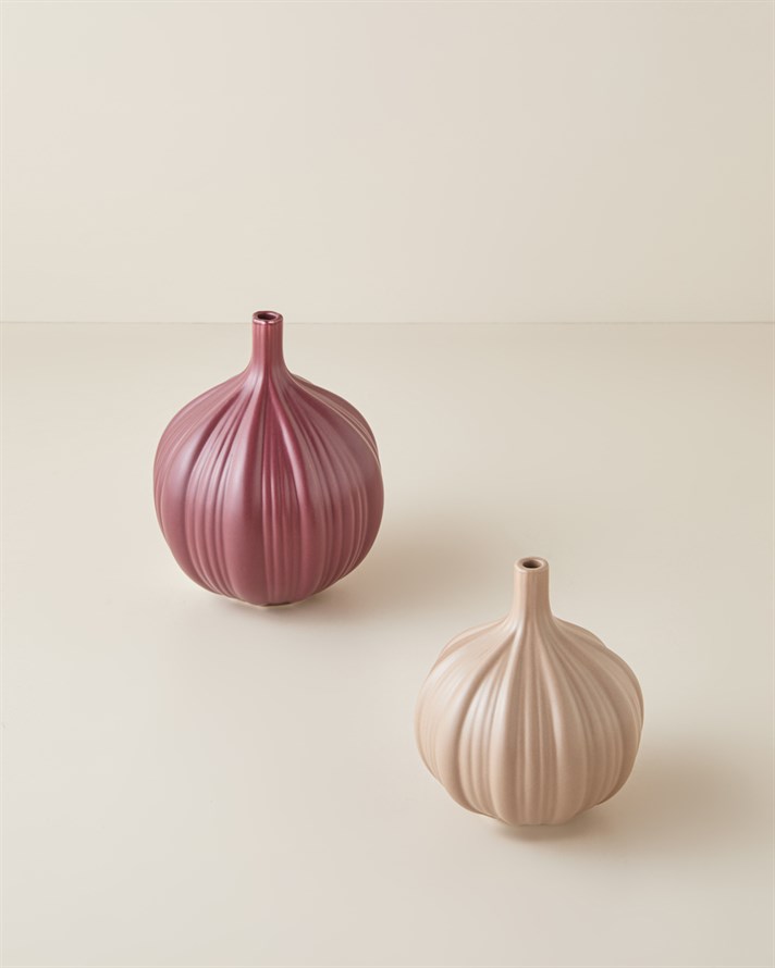 Wavy Stoneware Vazo 14 cm Bej
