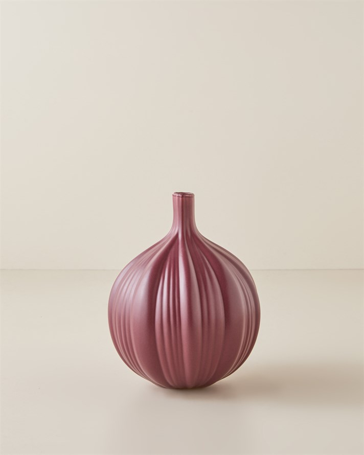 Wavy Stoneware Vazo 14,5x14,5x19 cm Bordo