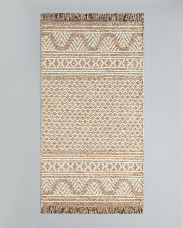 Welle Dokuma Kilim 80x150 cm Açık Krem - Kahve