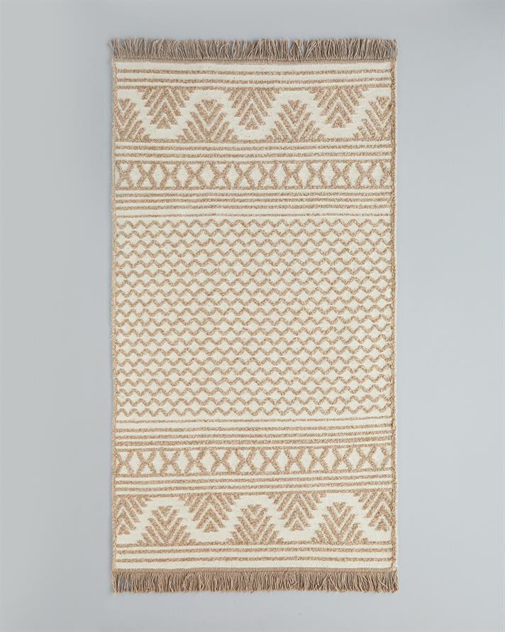 Welle Dokuma Kilim 80x150 cm Açık Krem - Kahve