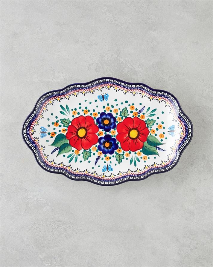 Whimsy Stoneware Kayık Tabak 35 cm Renkli