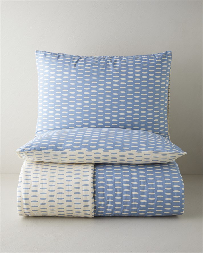 Whisper Dots Pamuklu Çift Kişilik Nevresim Seti 200x220 cm Mavi - Krem