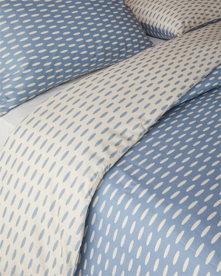 Whisper Dots Pamuklu Tek Kişilik Nevresim Seti 160x220 cm Mavi - Krem