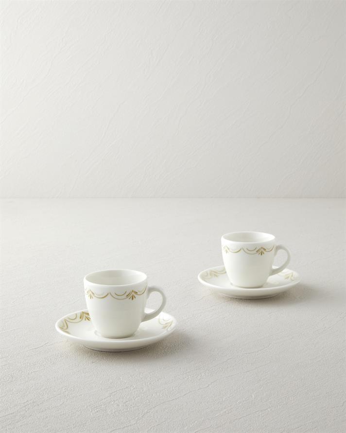 Whispering Bone Porselen 4 Parça 2 Kişilik Kahve Fincan Takımı 90 ml Yeşil