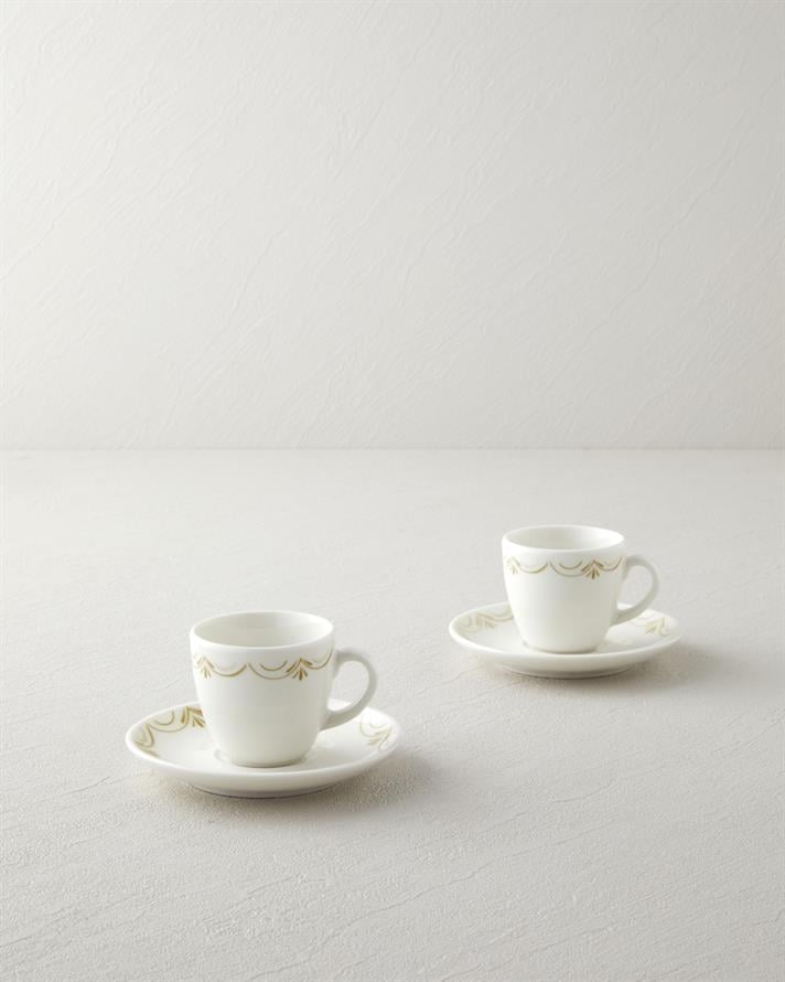 Whispering Bone Porselen 4 Parça 2 Kişilik Kahve Fincan Takımı 90 ml Yeşil