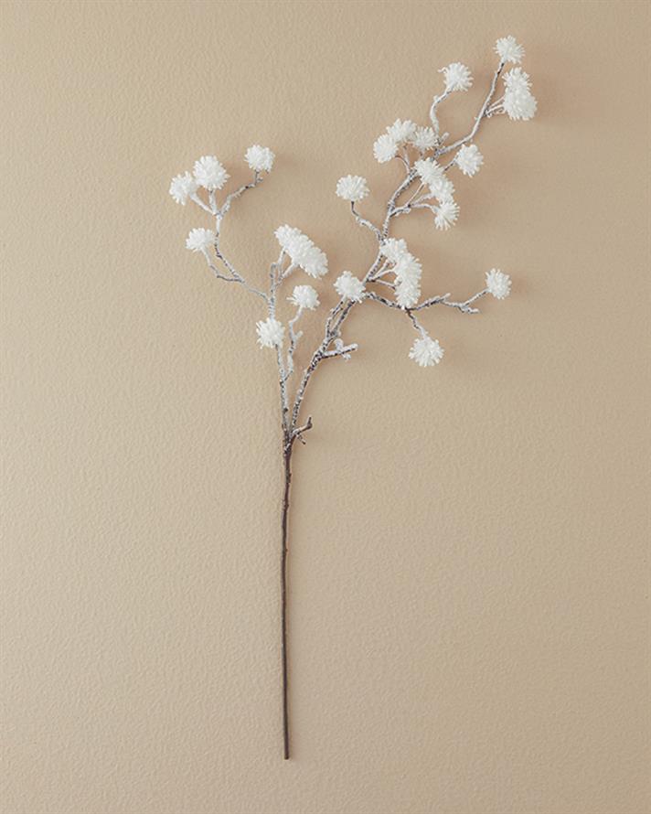White Berry Stem Tek Dal Yapay Çiçek Beyaz