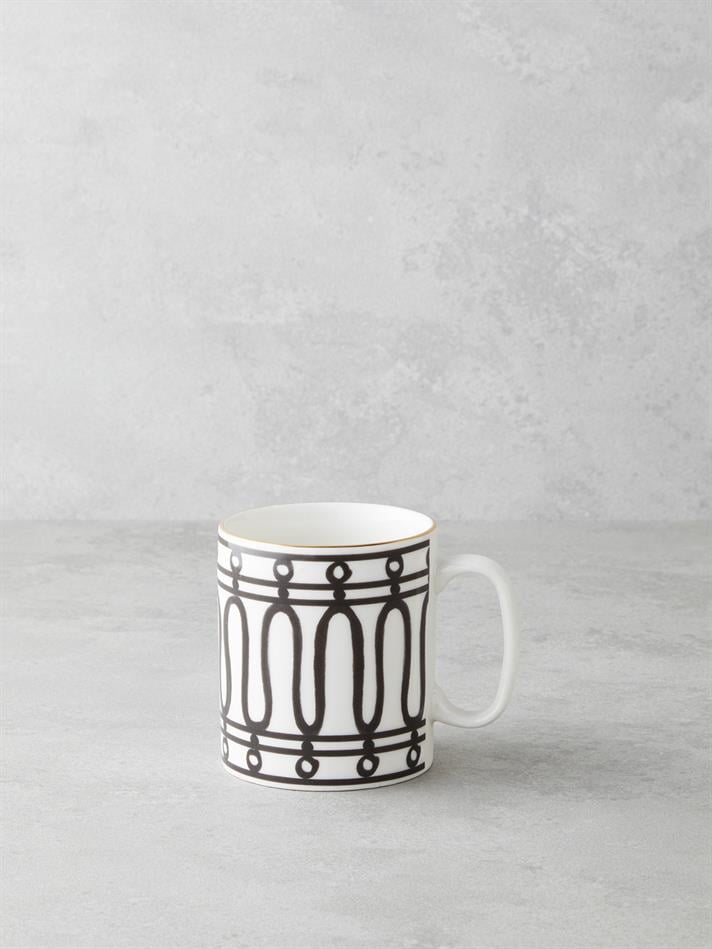 White Charmed Bone Porselen Kupa 290 ml Siyah-Beyaz-Gold