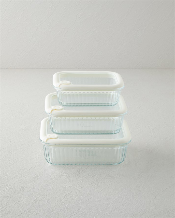 Whity Borosilikat Saklama Kabı 1040 ml Beyaz