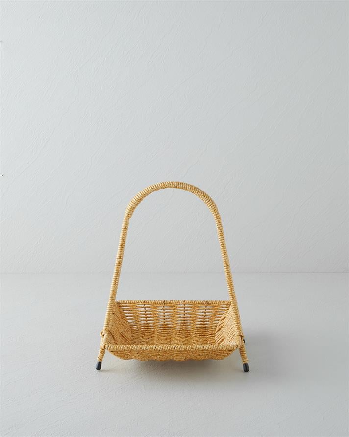 Wicker Plastik Rattan Katlı Servis Açık Kahverengi