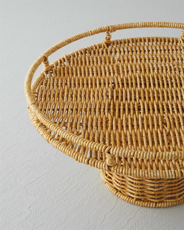 Wicker Plastik Rattan Kek Standı 30 cm Açık Kahverengi