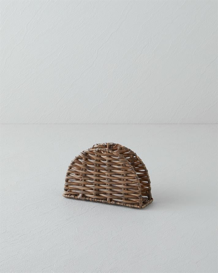 Wicker Plastik Rattan Peçetelik 15x9 cm Kahverengi