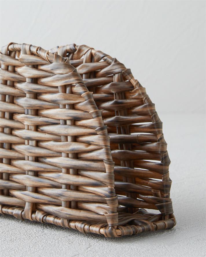 Wicker Plastik Rattan Peçetelik 15x9 cm Kahverengi