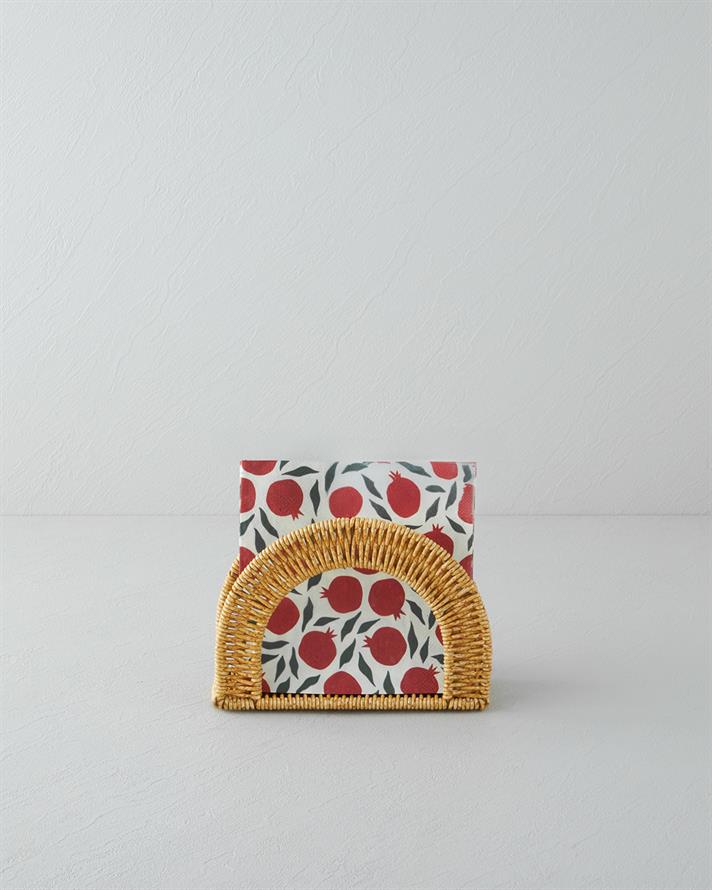 Wicker Plastik Rattan Peçetelik 19x13 cm Açık Kahverengi