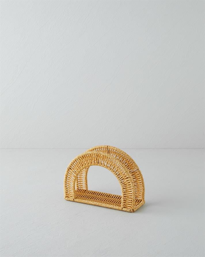 Wicker Plastik Rattan Peçetelik 19x13 cm Açık Kahverengi