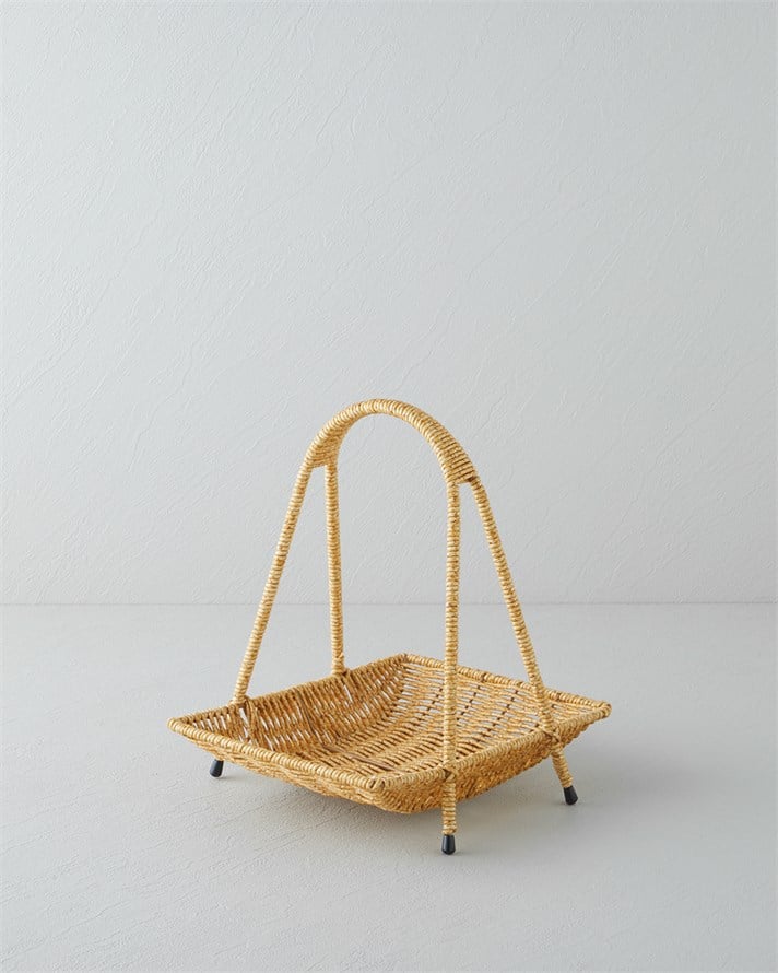 Wicker Rattan Katlı Servis 23x19x25 cm Açık Kahverengi