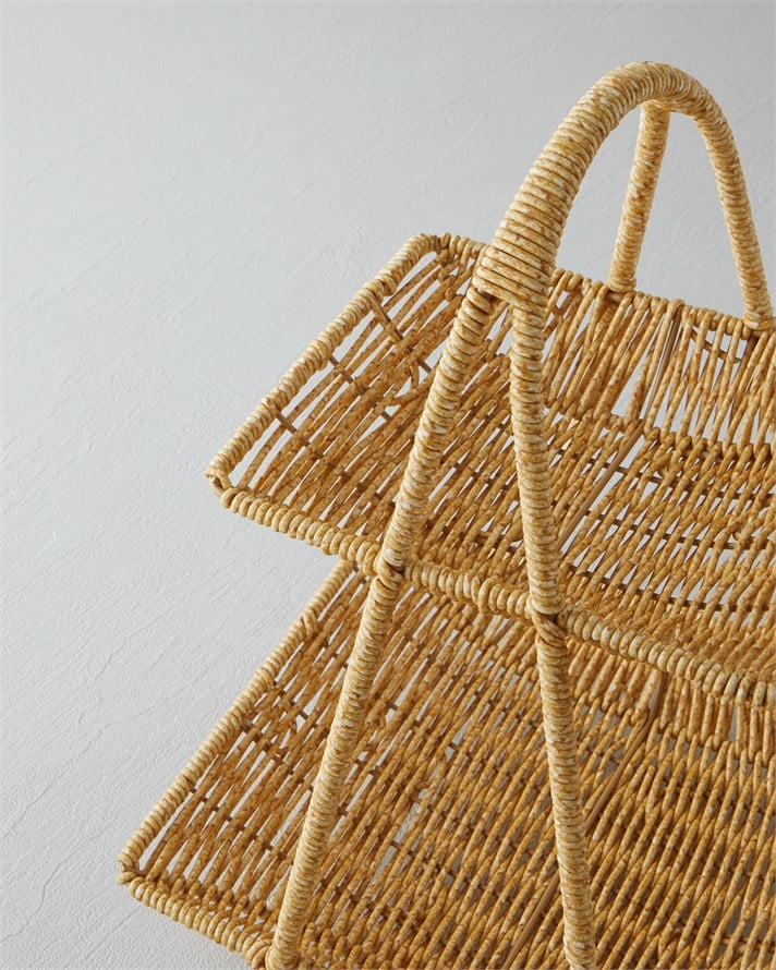 Wicker Rattan Katlı Servis 26x22x36 cm Açık Kahverengi
