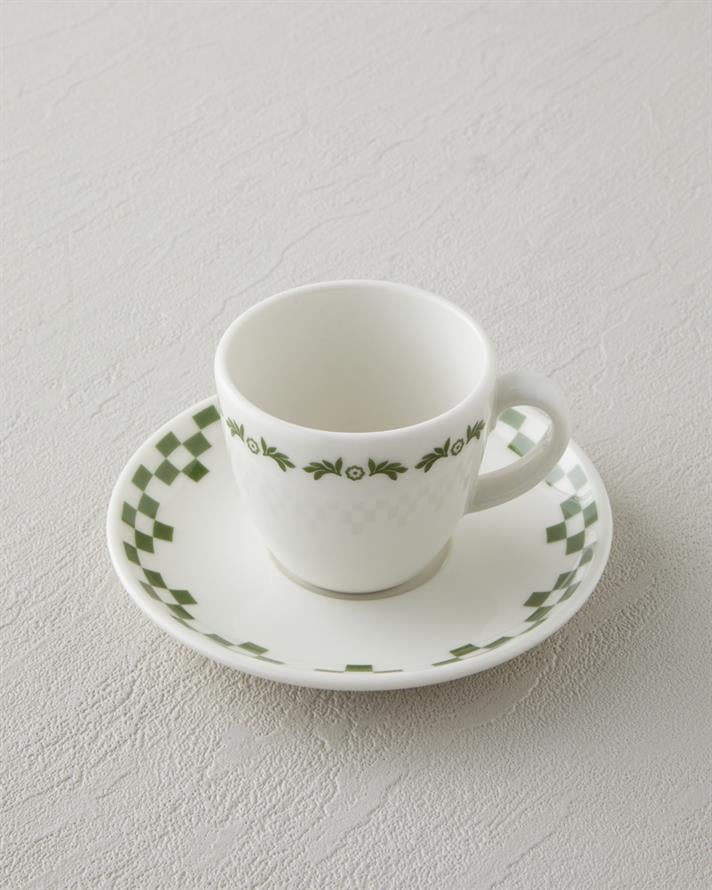 Wild Blossom Bone Porselen 4 Parça 2 Kişilik Kahve Fincan Takımı 90 ml Yeşil