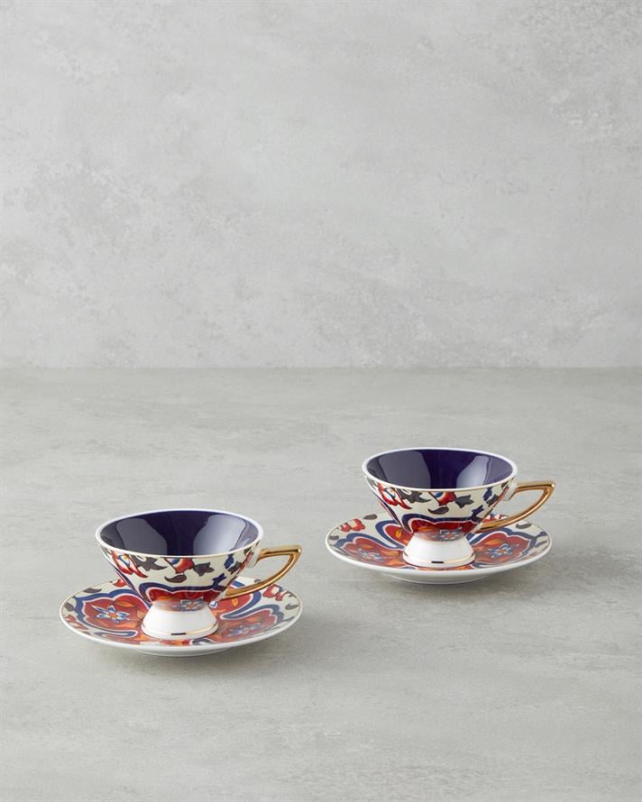 Willow New Bone China 4 Parça 2 Kişilik Kahve Fincan Takımı 90 ml Renkli