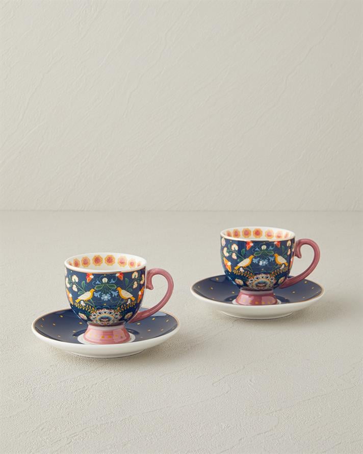 Wingy New Bone China 4 Parça 2 Kişilik Kahve Fincan Takımı 100 ml Lacivert