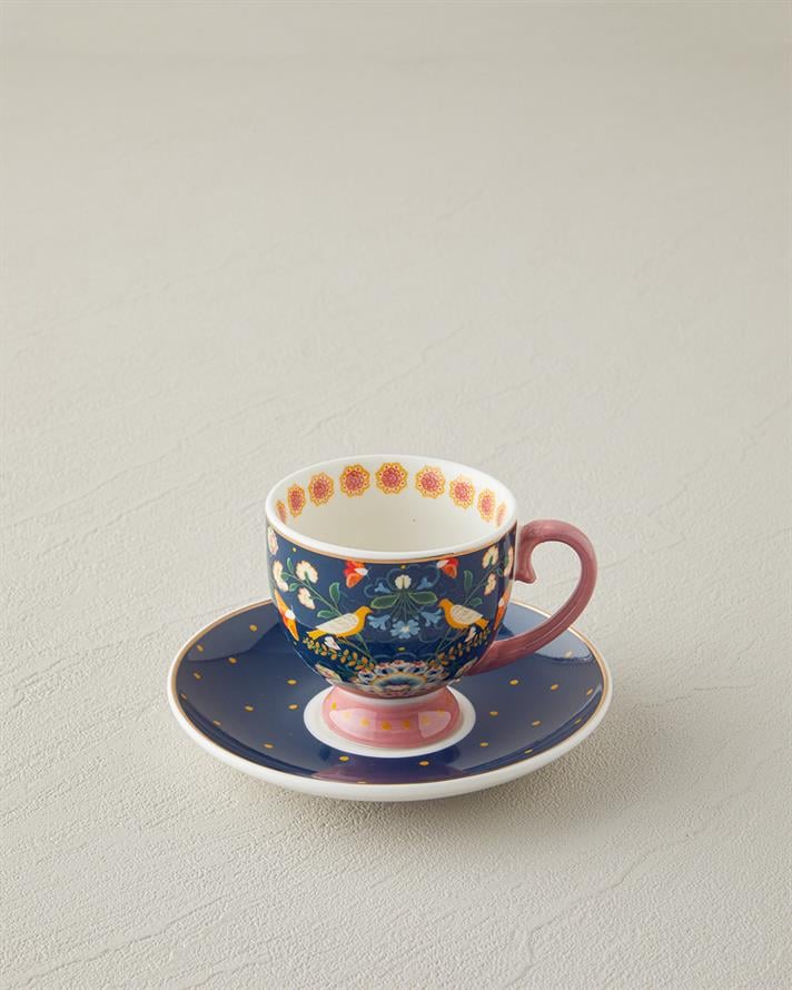 Wingy New Bone China 4 Parça 2 Kişilik Kahve Fincan Takımı 100 ml Lacivert