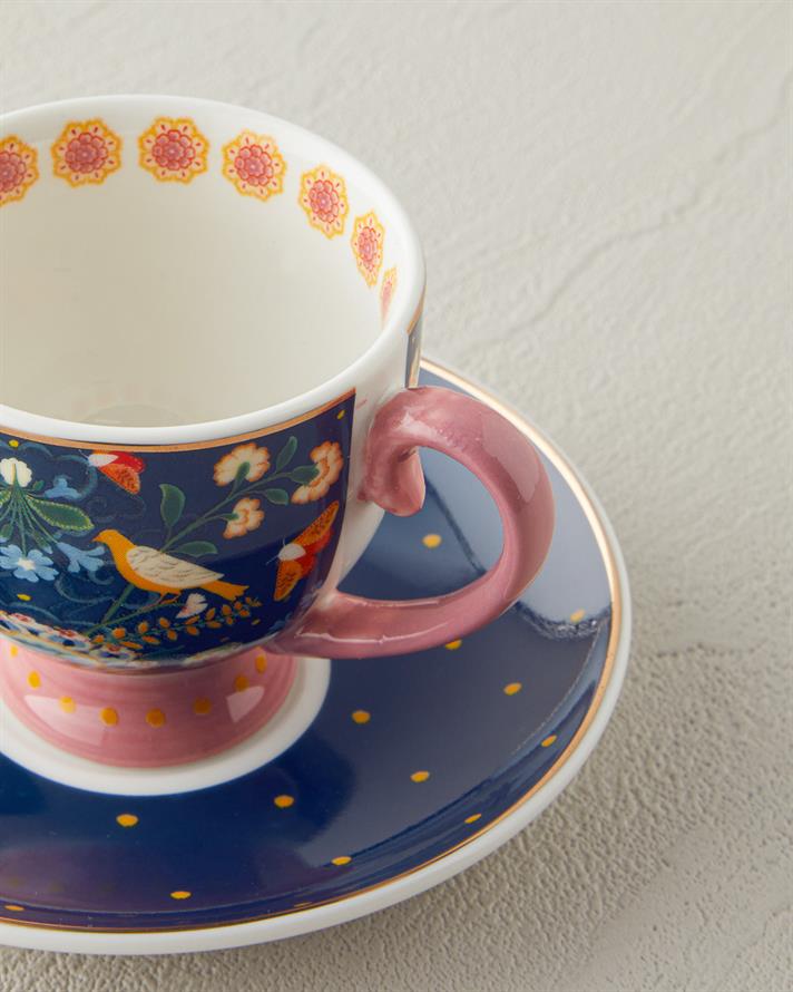 Wingy New Bone China 4 Parça 2 Kişilik Kahve Fincan Takımı 100 ml Lacivert