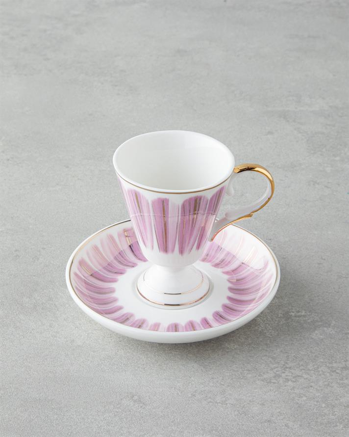 Winnie Porselen 4 Parça 2 Kişilik Kahve Fincan Takımı 90 ml Pembe - Mavi