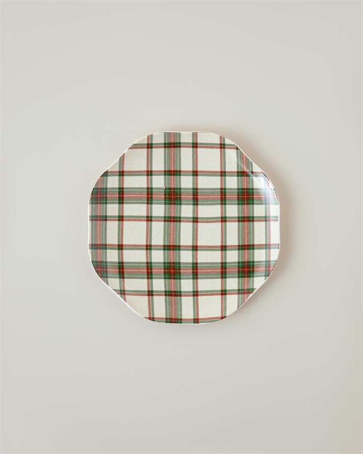 Winter Plaid New Bone Pasta Tabağı 20 cm Kırmızı