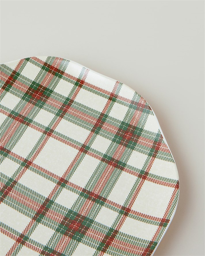 Winter Plaid New Bone Pasta Tabağı 20 cm Kırmızı