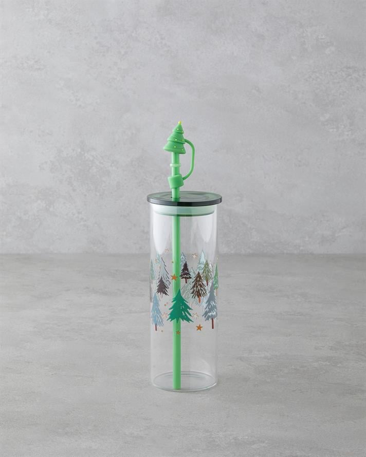 Winter Tree Borosilikat Pipetli Bardak 460 ml Yeşil