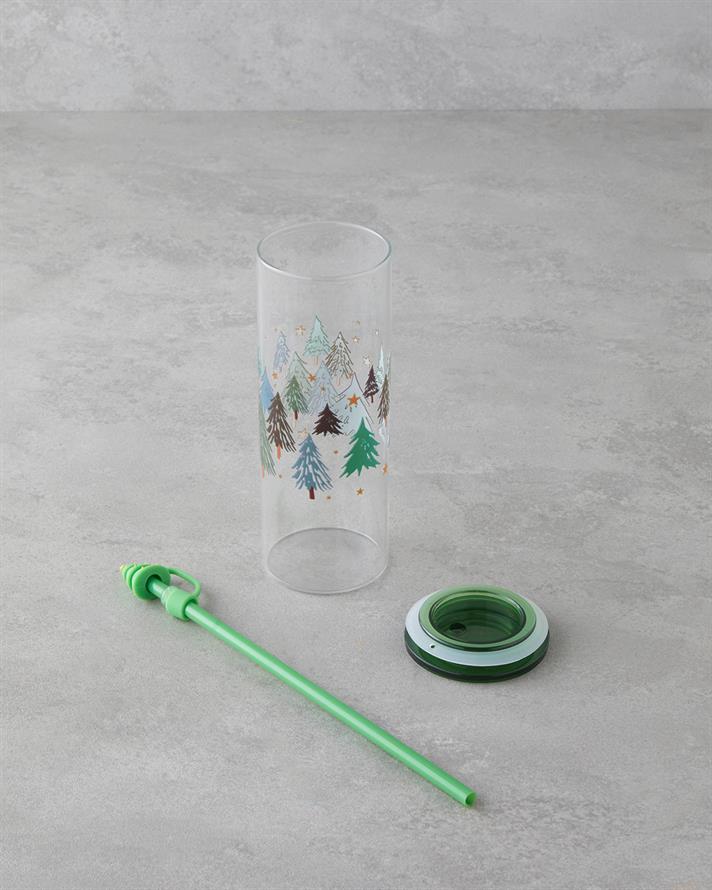 Winter Tree Borosilikat Pipetli Bardak 460 ml Yeşil