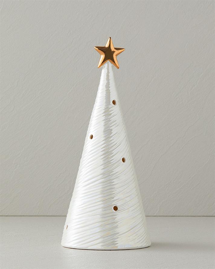 Winter Tree Stoneware Yılbaşı Biblo Krem