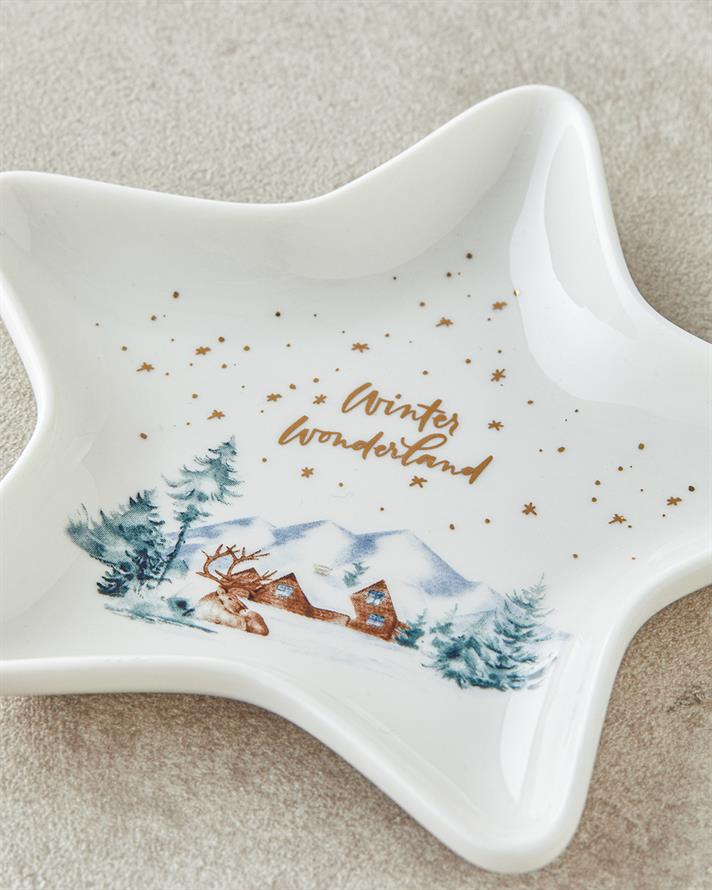 Winter Wonderland New Bone China Çerezlik 13x13 cm Beyaz