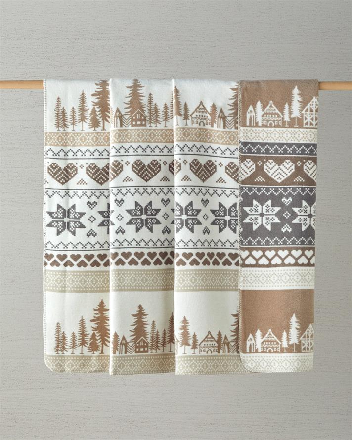 Winterfell Pamuklu Tek Kişilik Battaniye Bej