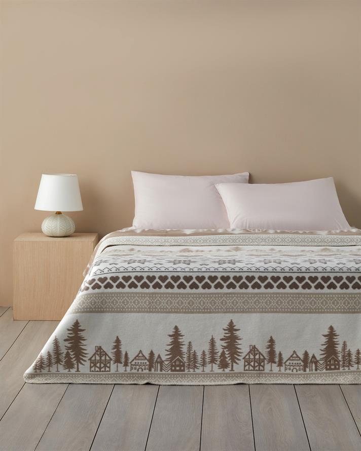 Winterfell Pamuklu Tek Kişilik Battaniye Bej