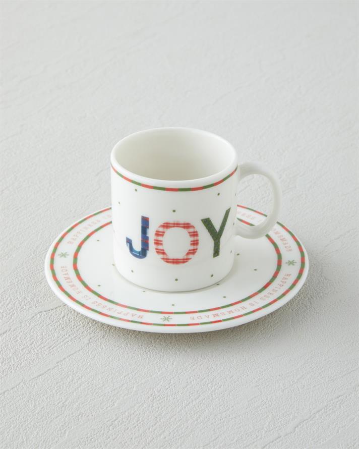 Wishful Bone Porselen 4 Parça 2 Kişilik Kahve Fincan Takımı 90 ml Kırmızı - Yeşil