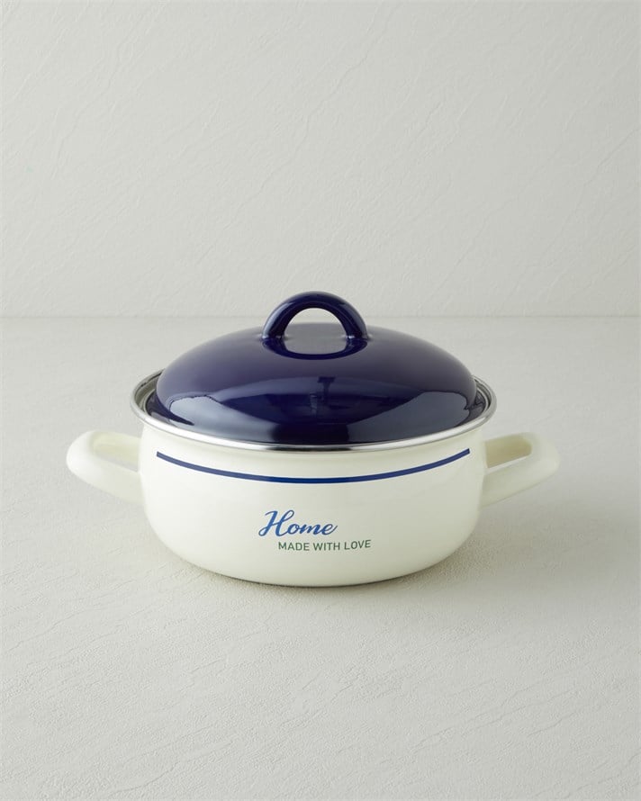 With Love Emaye Mini Tencere 18 cm Lacivert