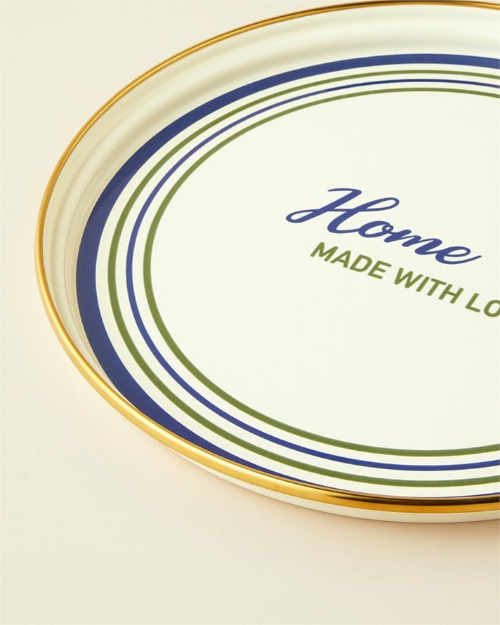 With Love Emaye Tepsi 31 cm Lacivert – Yeşil
