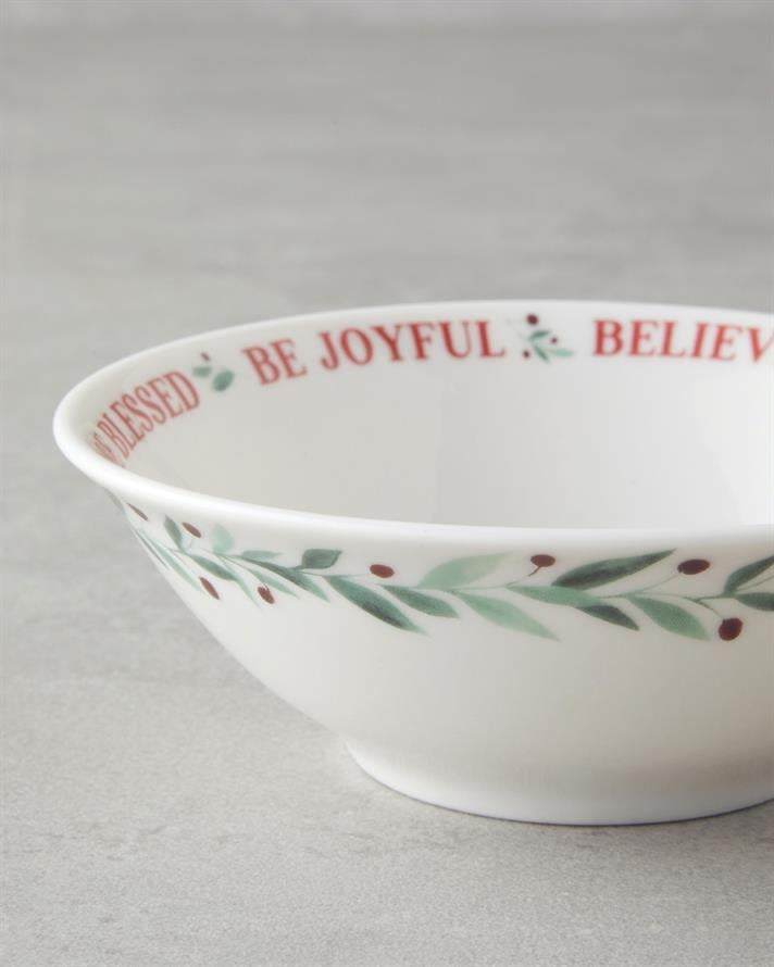 Wonderful Merry Bone Porselen Kase 14 cm Kırmızı - Yeşil