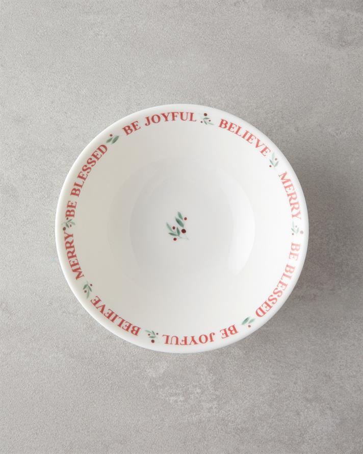 Wonderful Merry Bone Porselen Kase 14 cm Kırmızı - Yeşil